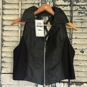 Y2K vintage biker leather vest